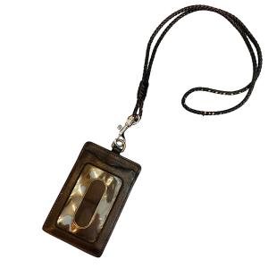 BOTTEGA VENETA イントレチャート IDパスケース ストラップ付  ラムレザー 茶 ブラウン