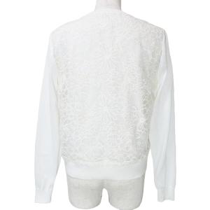 Leilian 美品 近年 アンサンブルニット フラワー刺繍シアーカーディガン レース切替ニットプルオーバー 長袖 半袖 7 S相当 白 ホワイト
