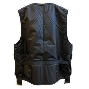 Mountain Research 美品 パディングベスト ナイロン ベルト付き ジップアップ Vネック 無地 MTR-2934 厚手 XLサイズ 黒 ブラック