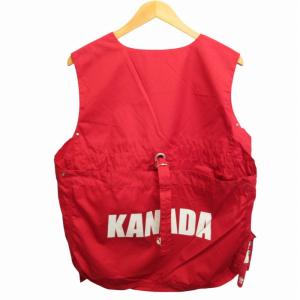 Mountain Research タグ付き Newsboy ベスト プリント L/XL 赤 レッド