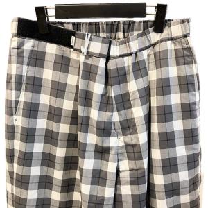 Graphpaper タグ付き 20SS シェフパンツ チェック柄 ウエストゴム ウール GM203-40057 薄手 フリーサイズ グレー
