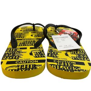 WACKO MARIA xブラックアイパッチ タグ付き BEACH SANDALS ビーチ サンダル トング ロゴ総柄 10-28cm 黄色 イエロー