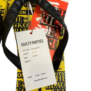 WACKO MARIA xブラックアイパッチ タグ付き BEACH SANDALS ビーチ サンダル トング ロゴ総柄 10-28cm 黄色 イエロー