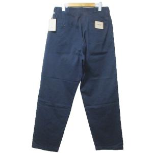 YAECA タグ付き ワイドテーパード パンツ 17654 チノパン ボタンフライ 34 ネイビー X