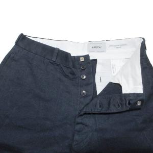 YAECA タグ付き ワイドテーパード パンツ 17654 チノパン ボタンフライ 34 ネイビー X