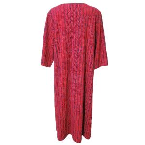 marimekko 美品 近年 ワンピース ひざ丈 総柄 5分袖 M レッド パープル X