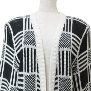 GIVENCHY ロング ニット カーディガン ヴィンテージ 長袖 チェック 黒 白 X