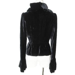 EPOCA 美品 ベロア ショートジャケット ペプラム 40 M相当 黒 ブラック X