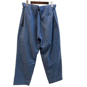 the Sakaki 美品 セミワイド デニムパンツ スラックス セルビッチ ジップアップ ウエストゴム 無地 厚手 Mサイズ 青 ブルー