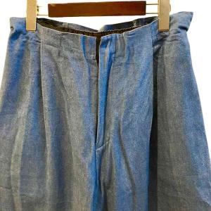 the Sakaki 美品 セミワイド デニムパンツ スラックス セルビッチ ジップアップ ウエストゴム 無地 厚手 Mサイズ 青 ブルー
