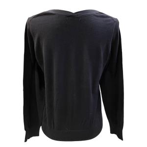 MARGARET HOWELL 美品 近年 コットン 長袖 ニットカットソー セーター Vネック 無地 薄手 2 約Mサイズ 紺 ネイビー