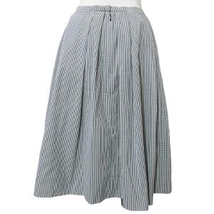 FOXEY BOUTIQUE ギンガムチェック フレア スカート ひざ丈 13986 黒 白 X