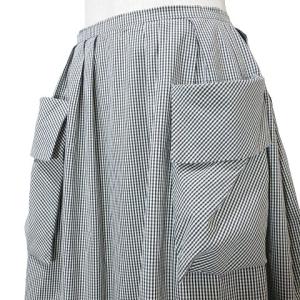 FOXEY BOUTIQUE ギンガムチェック フレア スカート ひざ丈 13986 黒 白 X