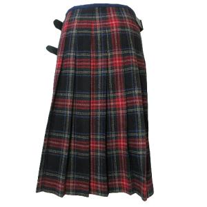 O'NEIL OF DUBLIN チェック ラップ 巻き スカート ひざ丈 プリーツ フリンジ ウール ベルト 日本サイズM相当 GB8 F36 D34 I40
