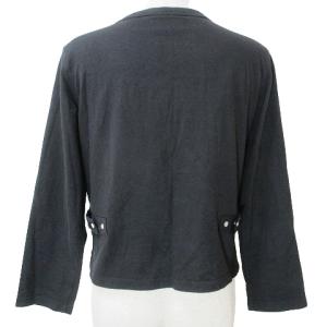 agnes b. 近年 定番 スナップ カーディガン 8分袖 クルーネック 無地 3 L相当 黒 ブラック X