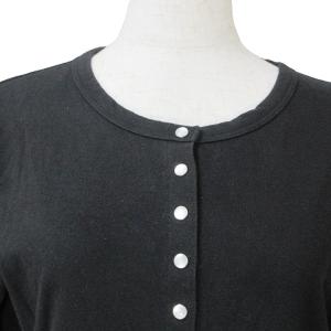 agnes b. 近年 定番 スナップ カーディガン 8分袖 クルーネック 無地 3 L相当 黒 ブラック X