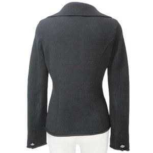 FOXEY BOUTIQUE ニット ジャケット クロスボタン 長袖 24341 ウール ロゴプレート 38 S相当 黒 ブラック X