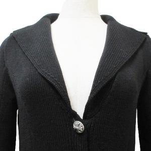 FOXEY BOUTIQUE ニット ジャケット クロスボタン 長袖 24341 ウール ロゴプレート 38 S相当 黒 ブラック X