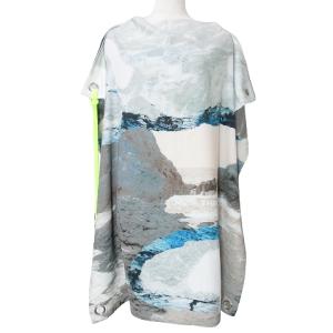 転写ノースリーブ カットソー ロング ポンチョ風 ボートネック 40 M相当 グレー系 IBO42 X