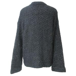 SHIPS タグ付き 近年 ニット カーディガン 長袖 ウール混 アルパカ混 厚手 ラメ クルーネック ONESIZE 黒 ブラック X
