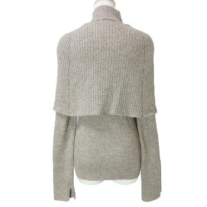 CASA FLINE 美品 長袖 リブニット セーター ケープカラー ハイネック ウール フリーサイズ X