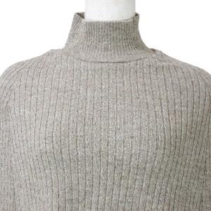 CASA FLINE 美品 長袖 リブニット セーター ケープカラー ハイネック ウール フリーサイズ X