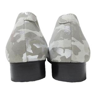 REGAL 美品 スリッポン フラットシューズ F25MAC レザー 羊革 箔加工 カモフラ 迷彩 スクエアトゥ つま先切替 靴 グレー系