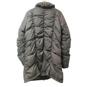 HUNTING WORLD ダウンコート ギャザー 大きいサイズ 42 LL相当 ミドル丈 無地 カーキ GY09 X