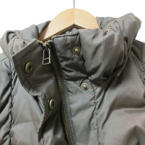 HUNTING WORLD ダウンコート ギャザー 大きいサイズ 42 LL相当 ミドル丈 無地 カーキ GY09 X