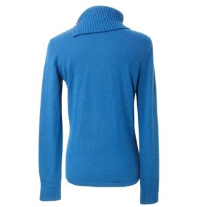 BURBERRY LONDON 長袖 ニット タートルネック 長袖 薄手 ウール ワンポイント 1 S相当 青 ブルー GY09 X