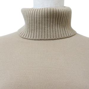 BURBERRY LONDON 長袖 ニット タートルネック 薄手 ウール ワンポイント 1 S相当 茶 ブラウン GY09 X