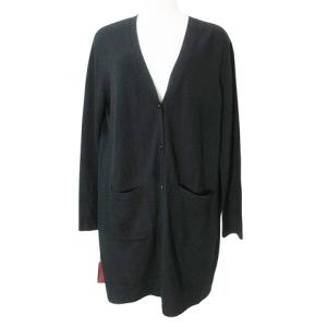 BLUE LABEL CRESTBRIDGE ニット カーディガン チェック 切替 バックプリーツ 長袖 Vネック ウール混 38 M相当 黒 ブラック GY09 X