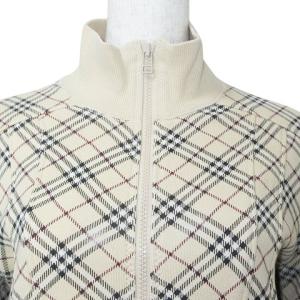 BURBERRY BLUE LABEL ノバチェック ブルゾン 裏起毛 ワンポイント ジップアップ スタンドカラー 38 M相当 ベージュ GY09 X