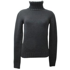 長袖 ニット セーター タートルネック 厚手 ヴァージンウール 38 日本サイズS相当 黒 ブラック GY09 X