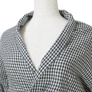 Tao 80s ヴィンテージ 長袖 シャツ 羽織 TB-020360 ギンガムチェック リネン コットン ドルマンスリーブ 黒 白