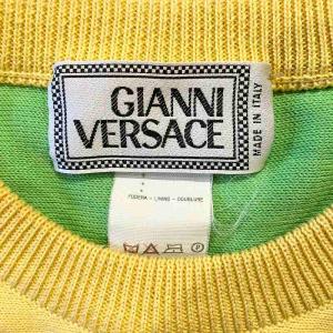 GIANNI VERSACE 長袖 ニット トップス 刺繍 総柄 イタリア製 マルチカラー GY09
