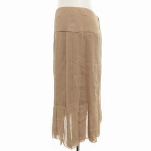 CHANEL 04P スカート シフォン ギャザー プリーツ シアー ひざ丈 38 M ベージュ
