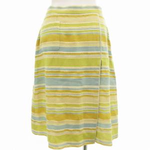 CHANEL 00C ラップスカート フレア 巻き ボーダー ひざ丈 38 M マルチカラー