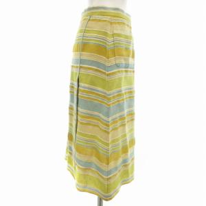 CHANEL 00C ラップスカート フレア 巻き ボーダー ひざ丈 38 M マルチカラー