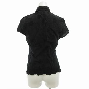 ARMANI JEANS シャツ ブラウス 半袖 花柄 38 M 黒 ブラック