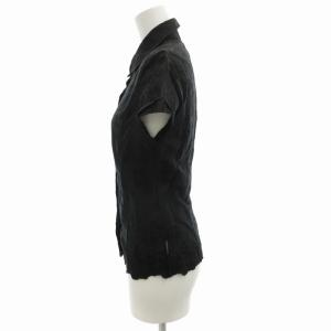 ARMANI JEANS シャツ ブラウス 半袖 花柄 38 M 黒 ブラック