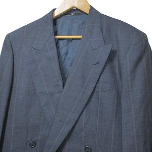 VALENTINO GARAVANI UOMO テーラードジャケット ダブル ストライプ 総裏地 ヴァージンウール 46REG M相当 紺 ネイビー GY09 X