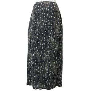 Max Mara 美品 白タグ ロングスカート シルク 総柄 フレア ラップ風 黒 ブラック 40 L相当 GY09 X