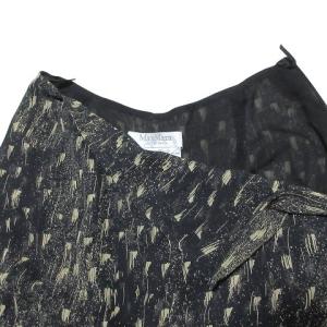 Max Mara 美品 白タグ ロングスカート シルク 総柄 フレア ラップ風 黒 ブラック 40 L相当 GY09 X