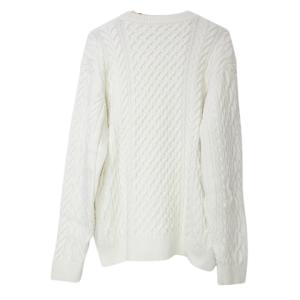 UNITED ARROWS UASB アラン クルーネックニット セーター 大きいサイズ 厚手 長袖 XL ウール混 白 ホワイト X