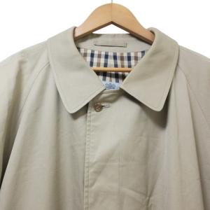 Aquascutum ステンカラーコート ロング 裏チェック ベージュ GY09 X