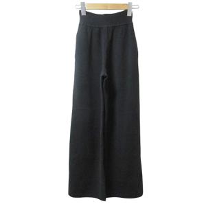 FOXEY BOUTIQUE ウール ニット ストレッチパンツ 15634 ワイド 38 S相当 黒 ブラック X