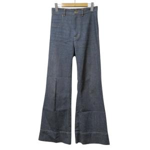 フレア デニム パンツ ジーンズ ハイウエスト 02 M 紺 ネイビー X