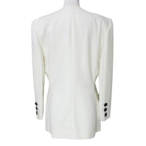 Christian Dior PRET-A-PORTER ヴィンテージ ノーカラー ジャケット ウール 総裏地 M 白 ホワイト GY14 X