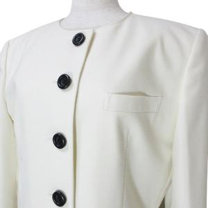 Christian Dior PRET-A-PORTER ヴィンテージ ノーカラー ジャケット ウール 総裏地 M 白 ホワイト GY14 X